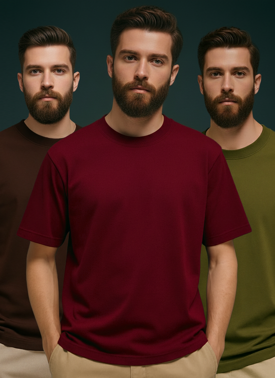 Rustic 3-Pack Oversized T-Shirts for Men | Basico